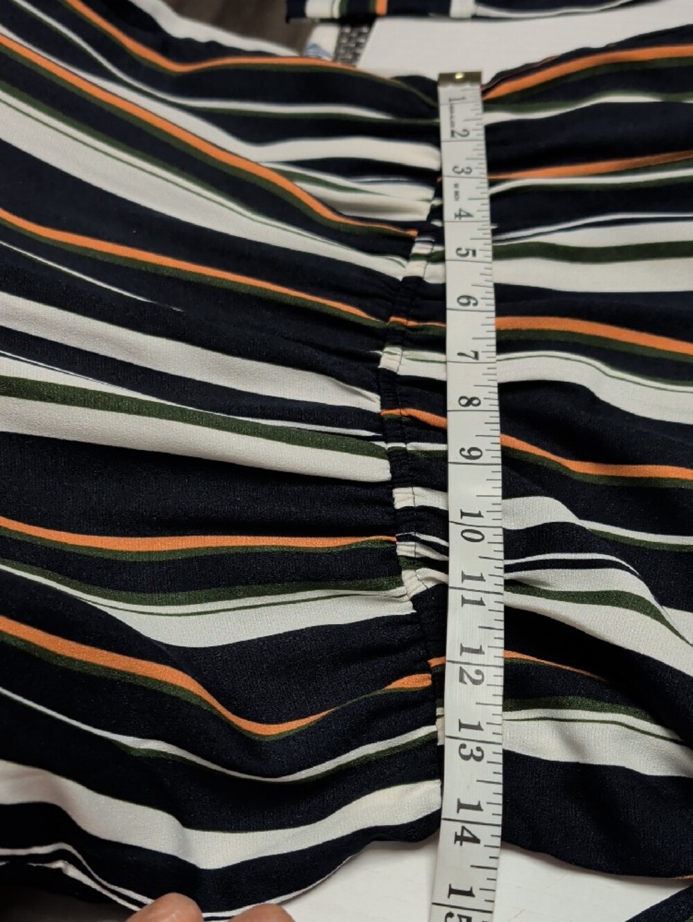 Striped V-Neck Long Sleeve Maxi Dress in Black, White & Tan - Picture 8 of 10
